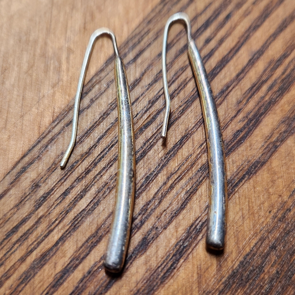 Silver Tear Drop Pull Through Earrings - image 2